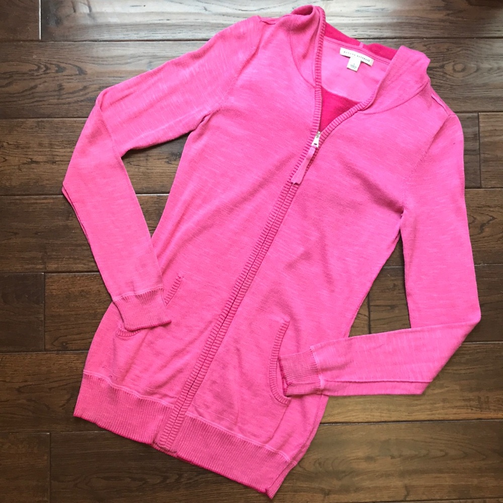Banana Republic knit hooded zip up sweater pink